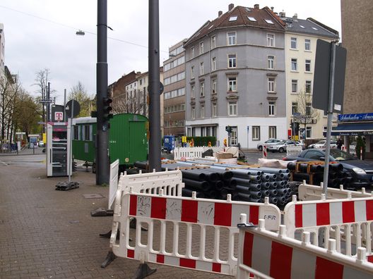 Bauarbeiten an der U-Bahn in der Eckenheimer Landstraße