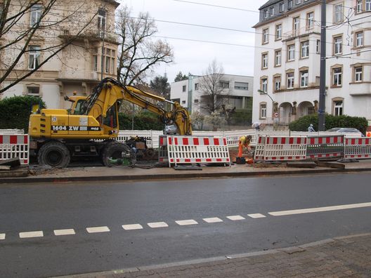 Bauarbeiten an der U-Bahn in der Eckenheimer Landstraße