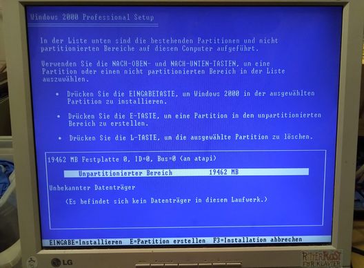 Windows 2000 -- die Installation
