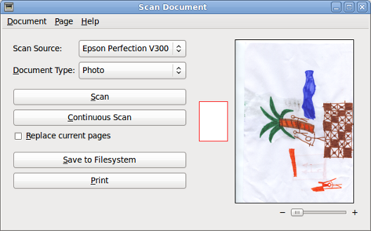 Simple-scan in Aktion